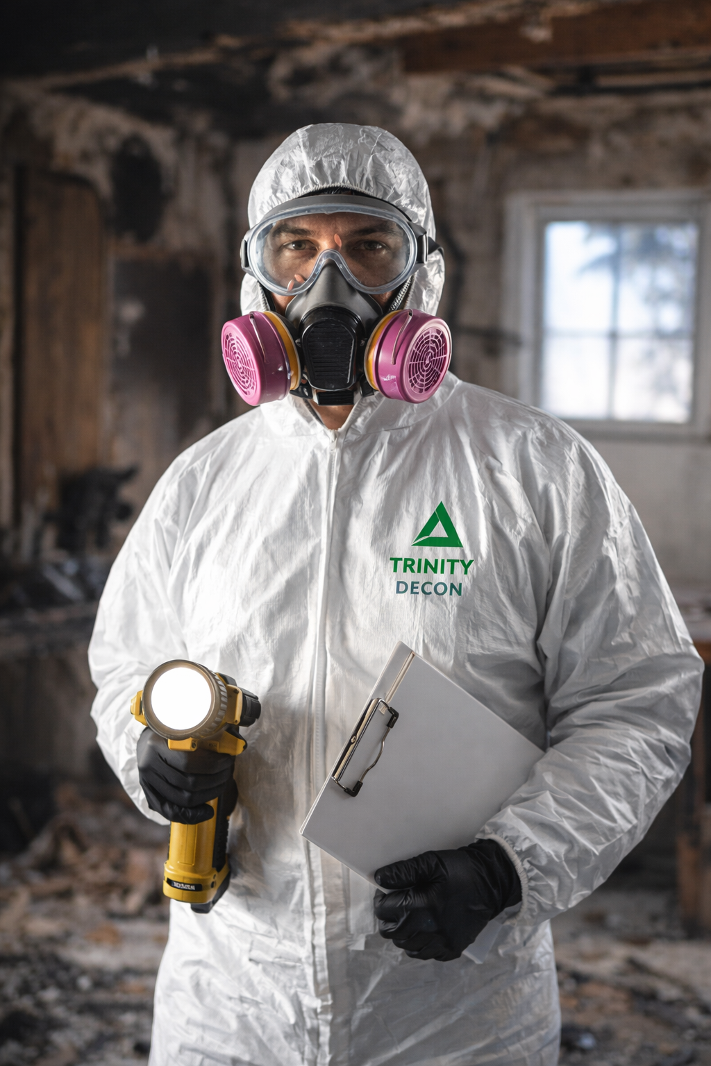 Trinity Decon environmental remediation specialist in protective equipment